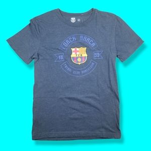 FC Barcelona T Shirt Embossed Print Size SMALL Authentic FC Barcelona Tags